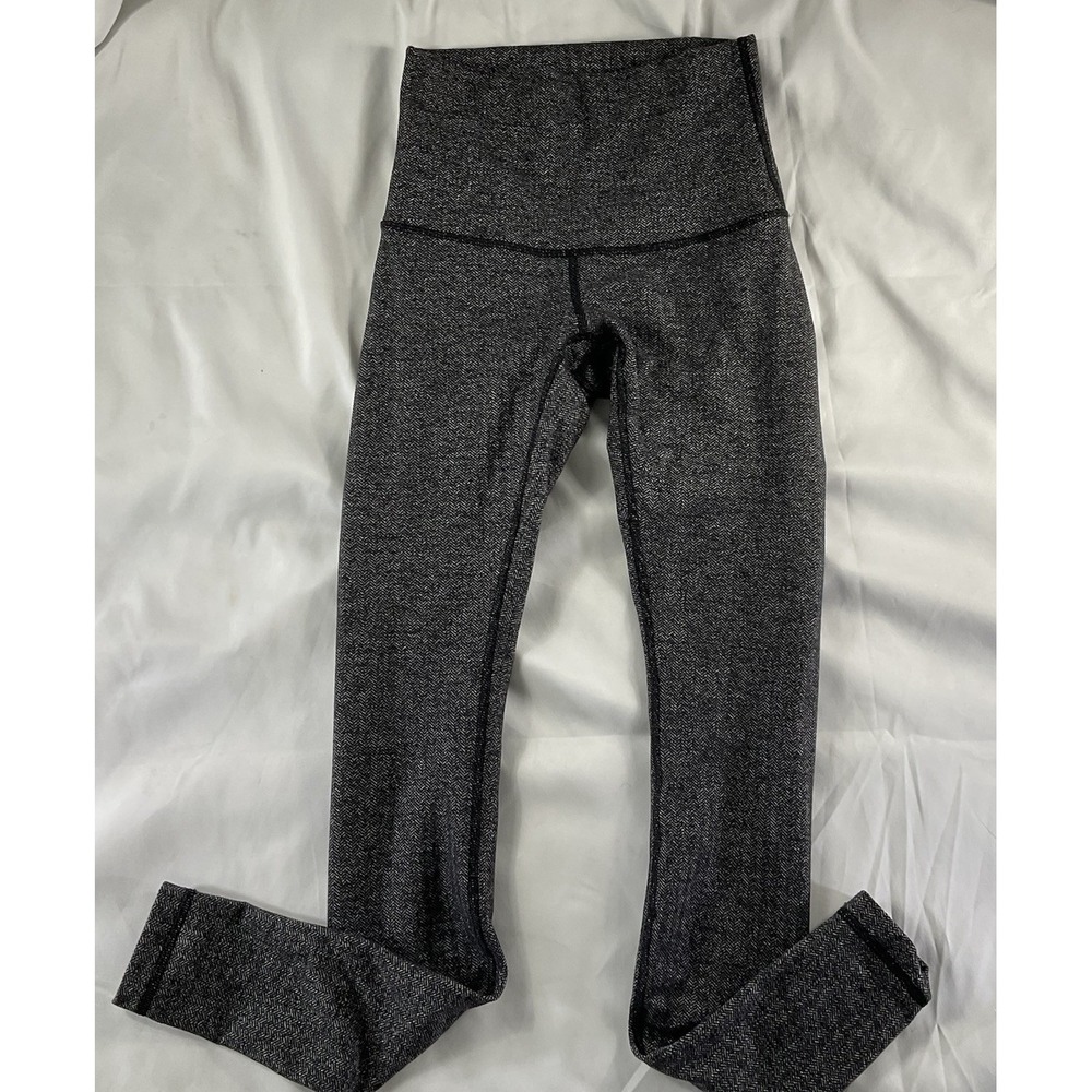 Lululemon Size 4 Wunder Under Low Rise Tights Heathered Herringbone Black